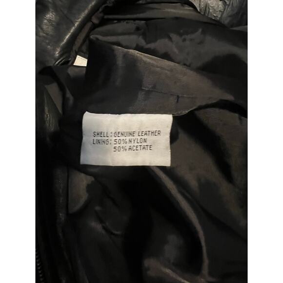 LNR Vintage for Nordstrom Soft Y2K Retro Black Leather Zippered Jacket Coat P/P - Picture 13 of 14
